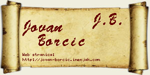 Jovan Borčić vizit kartica